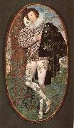 Nicholas Hilliard An unknown Youth Leaning against a tree among roses France oil painting artist